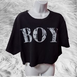 Tz)  Boy Crazy Black Crop Top – Women’s Size L